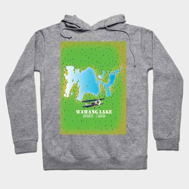 Wawang Lake Ontario Canada lake map Hoodie by nickemporium1